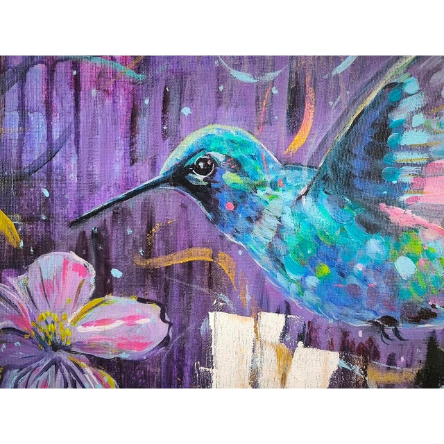 Textile Linda Clerget, Cosmic Bird, Ink on Canvas For Sale - Image 7 of 10