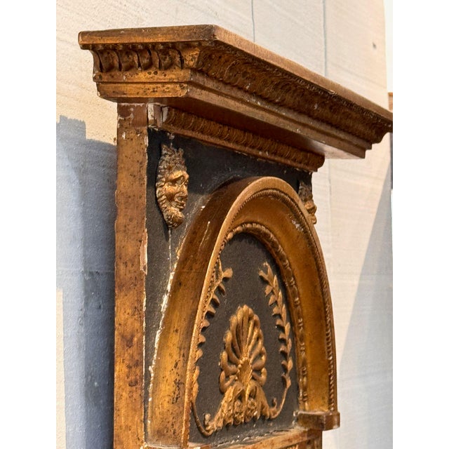 Gold French Empire Giltwood and Black Painted Pier Mirror For Sale - Image 8 of 8