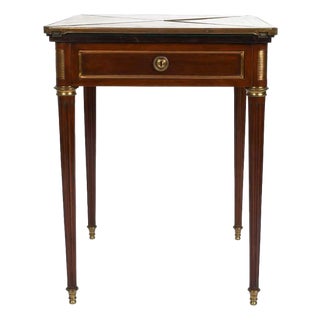 Edwardian Mahogany Game Table With Gilt Mounts and Single Drawer For Sale