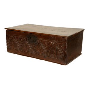 Antique English 17th Century Charles II Carved Oak Bible Document Deed Box 1680