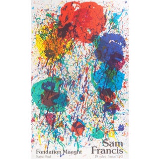 Vintage Lithograph Explosion of Colors Poster attributed to Sam Francis, 1983 For Sale