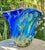 Late 20th Century Large Blue Swirl Ruffled Handkerchief Art Glass Vase | Studio Glass Fazzoletto 15"h Artist Signed For Sale - Image 5 of 18