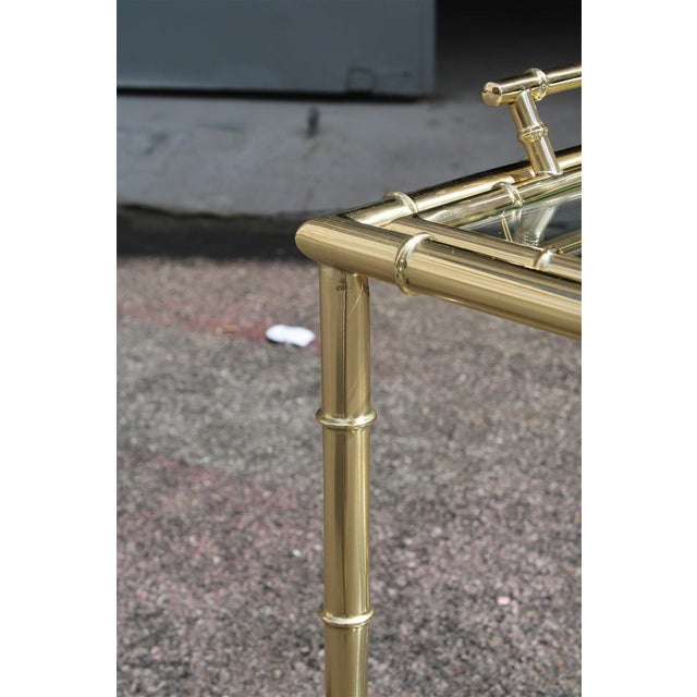 Brass and Bamboo Cane-Shaped Food Trolley, Italy, 1970s For Sale - Image 12 of 13