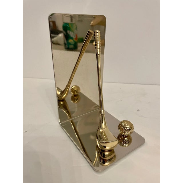Late 20th Century Brass & Chrome Golf Club Bookends - a Pair For Sale - Image 10 of 13