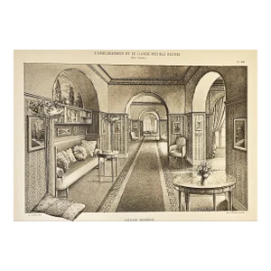 1920s French Antique Art Deco Architectual Interior Design Lithograph.-Moderne Gallerie