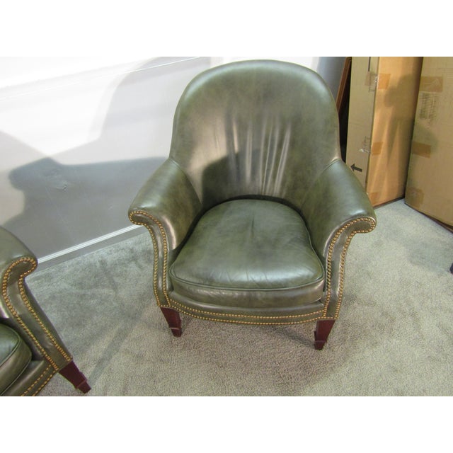 Traditional Baker Furniture Pair of Leather Chairs For Sale - Image 3 of 13