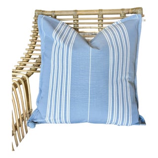 Serena & Lily Perennials Outdoor Lake Stripe Pillow Cover (22” SQ)-Coastal/Sky Blue For Sale