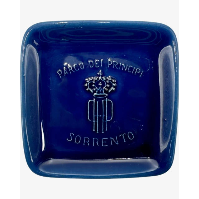 Vintage Parco Dei Principi Sorrento Hotel Ashtray Dish Italy Blue Ceramic For Sale - Image 12 of 12