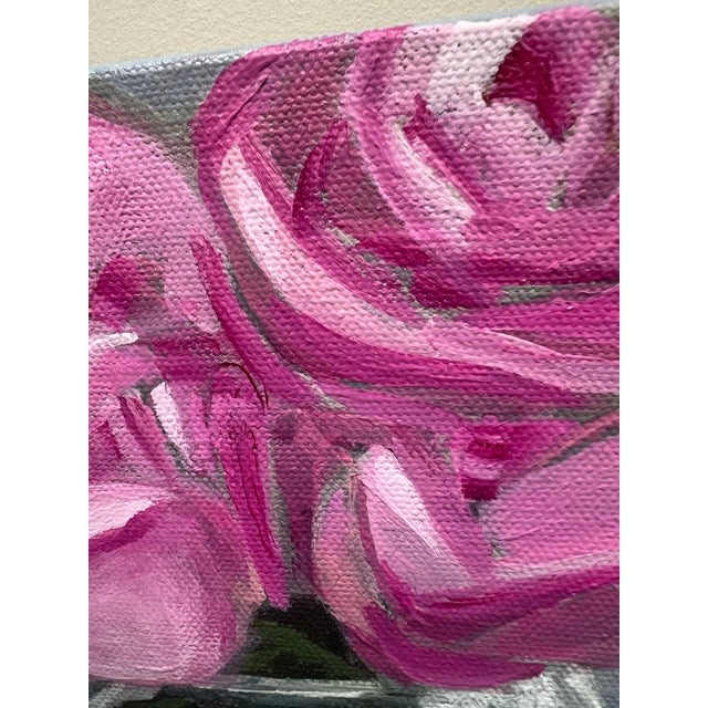 Realism “The Quints" Contemporary Impressionist Floral Still Life With Roses in Green by Mill Valley Artist Mary Anne McKernie For Sale - Image 3 of 7