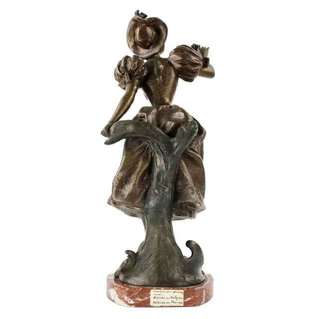 French Bronzed Metal Figure on Marble Base, 1890s For Sale - Image 4 of 8