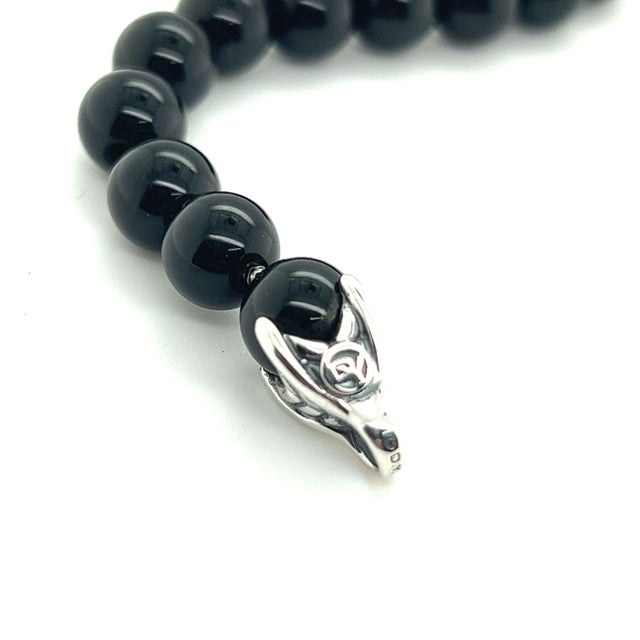 Silver 1990s David Yurman Authentic Estate Onyx Spiritual Beads Bracelet 8 Sterling Silver For Sale - Image 8 of 9