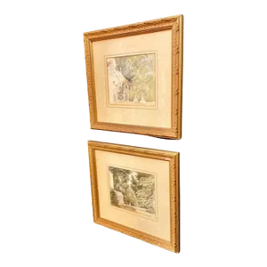 Original Pair of English Watercolor/Sketches C. 1854, 1855, Ellen Dumbleton