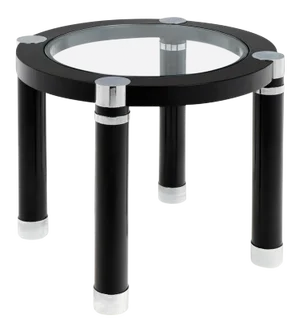 Modern Chrome and Ebonized French Side Table