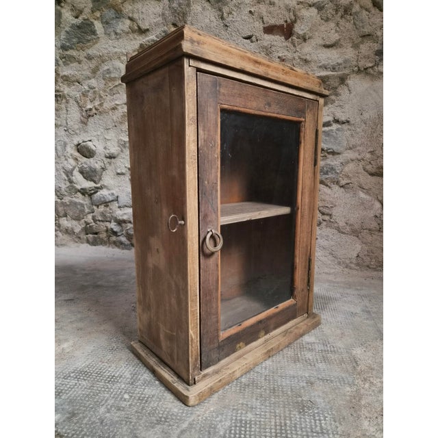 Antique French Wall Cabinet in Pine and Oak with Glass Door, 1850s For Sale - Image 18 of 18