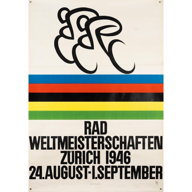Cycling World Championship Zurich Lithograph Poster by Axel Walter Diggelmann, 1946 For Sale - Image 11 of 11