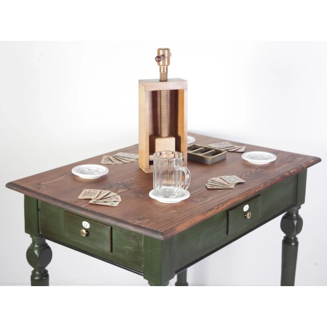 Restored pine game table from period 1890-1910 including all accessories from Bohemian part of Austrian Monarchy. Lovely...