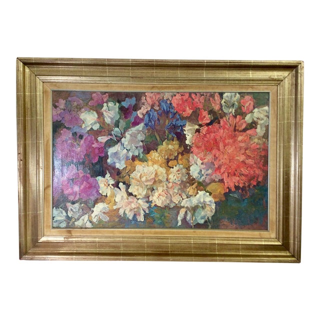 Early 20th Century Antique Piet Mondrian Rhododendron New York Graphic Society Textured Print on Canvas For Sale