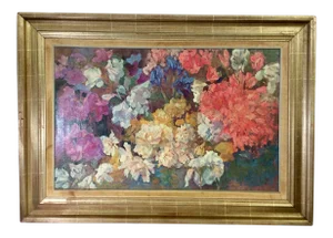 Early 20th Century Antique Piet Mondrian Rhododendron New York Graphic Society Textured Print on Canvas
