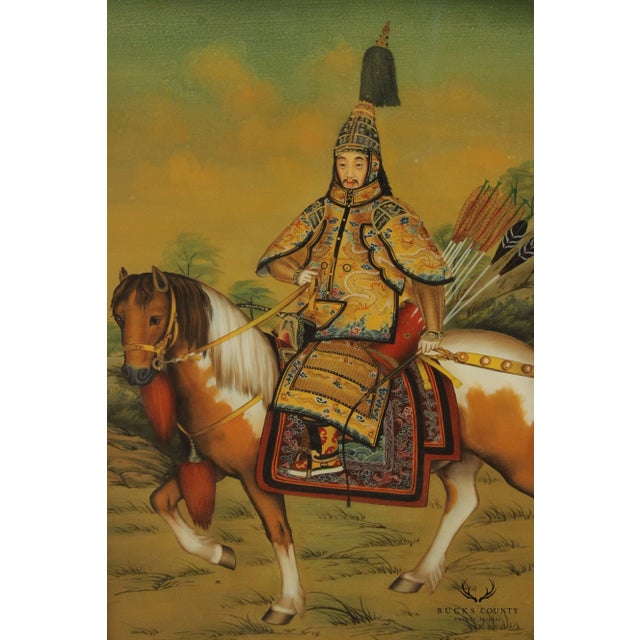 Chinese Chinese 'The Qianlong Emperor in Ceremonial Armor on Horseback' Reverse Portrait Portrait, After Giuseppe Castiglione For Sale - Image 3 of 13