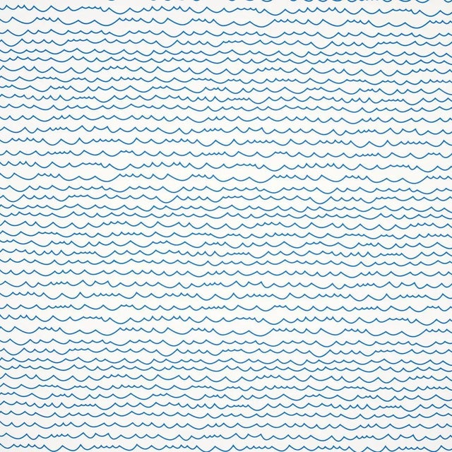 Sample - Schumacher Waves Wallpaper in Blue For Sale