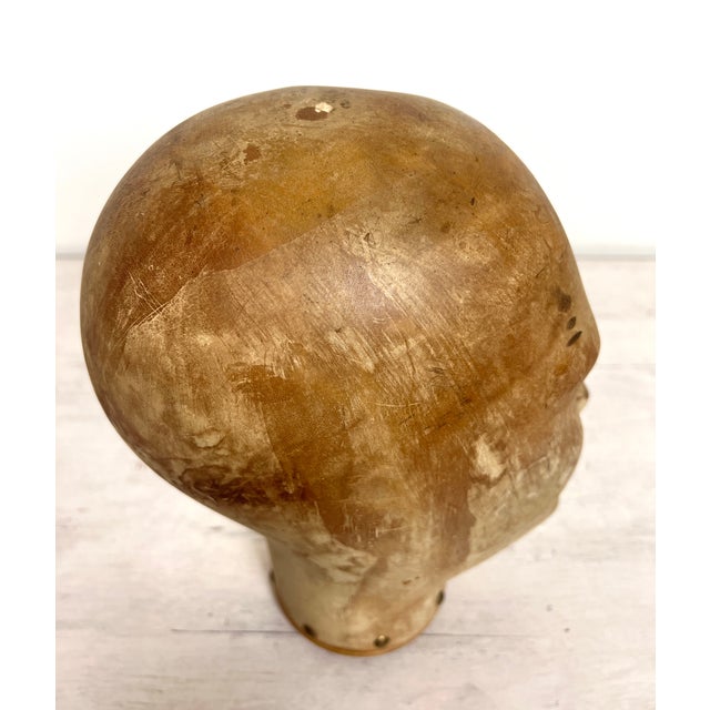 Antique Wooden Milliners Head, 1900s For Sale - Image 13 of 15