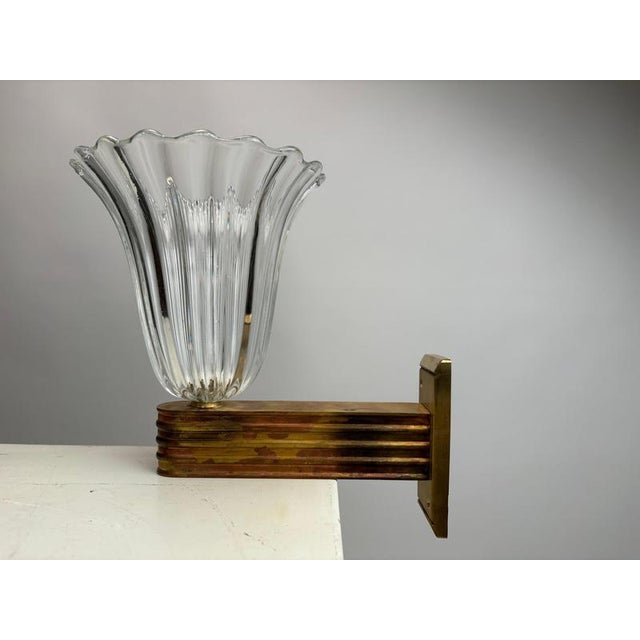Gold Murano Glass Wall Lamps attributed to Ercole Barovier, Italy, 1940s, Set of 2 For Sale - Image 8 of 13