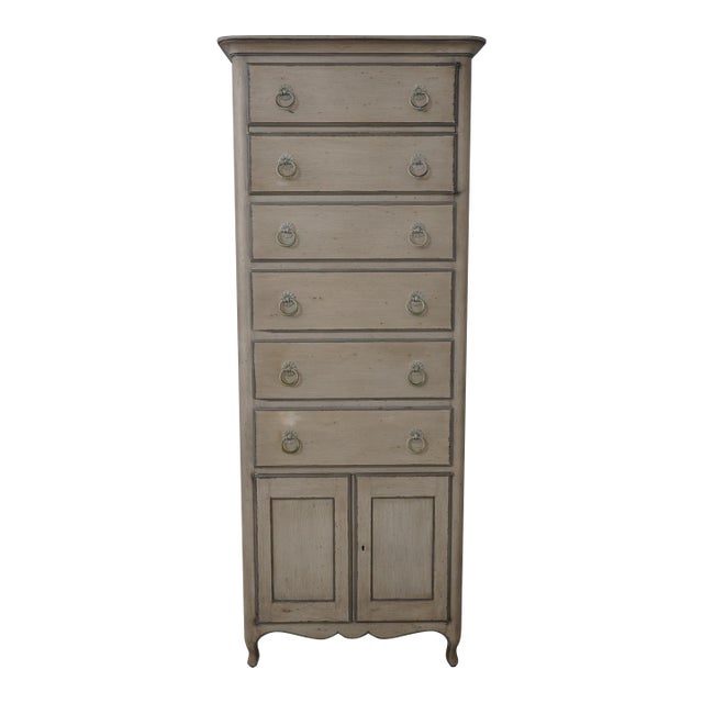 Baker Paint Decorated 4 Drawer Tall Chest For Sale