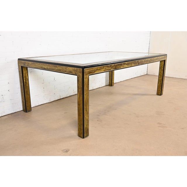 Mid-Century Modern Bernhard Rohne for Mastercraft Hollywood Regency Acid Etched Brass Dining Table, 1970s For Sale - Image 3 of 12