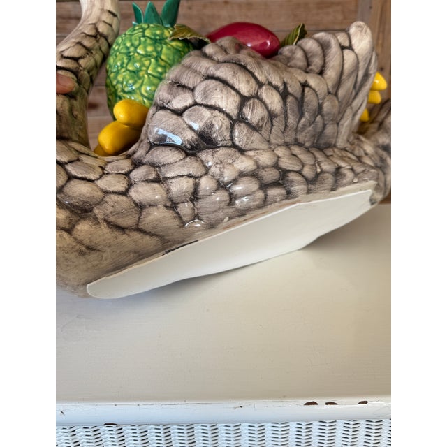Mid 20th Century Vintage Monumental Sculptural Regency Italian Style Glazed Ceramic Swan Centerpiece For Sale - Image 5 of 12