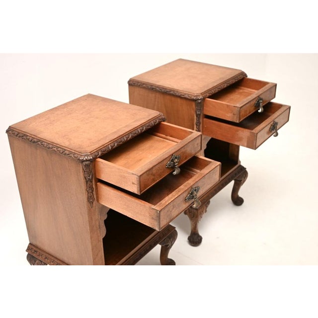 Antique Burr Walnut Bedside Cabinets, 1920, Set of 2 For Sale - Image 9 of 10