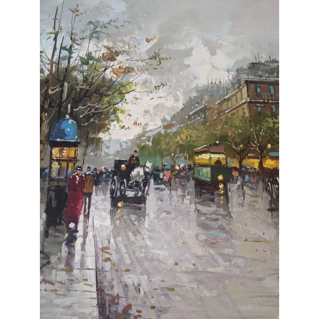 Late 20th Century Large Contemporary Impressionist Paris Street Scene Oil Painting on Canvas, Signed Colombo, 24" X 20" For Sale - Image 12 of 14