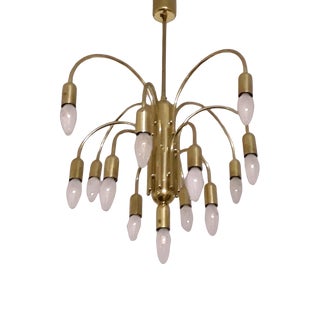 German Gold-Colored Chandelier with from Sölken, 1970s For Sale