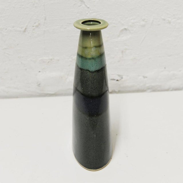 Green and Blue Striped Studio Pottery Glazed Vase, 1990s For Sale - Image 5 of 8