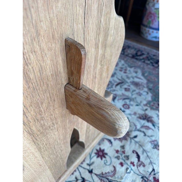 Danish midcentury modern unfinished white oak dining trestle table that has two detachable 16” wide breadboards for...