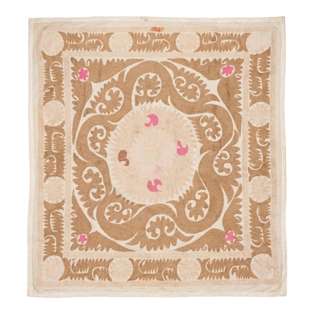 Bohemian Suzani Tablecloth From Bukhara 4'8'' X 5'1'' For Sale