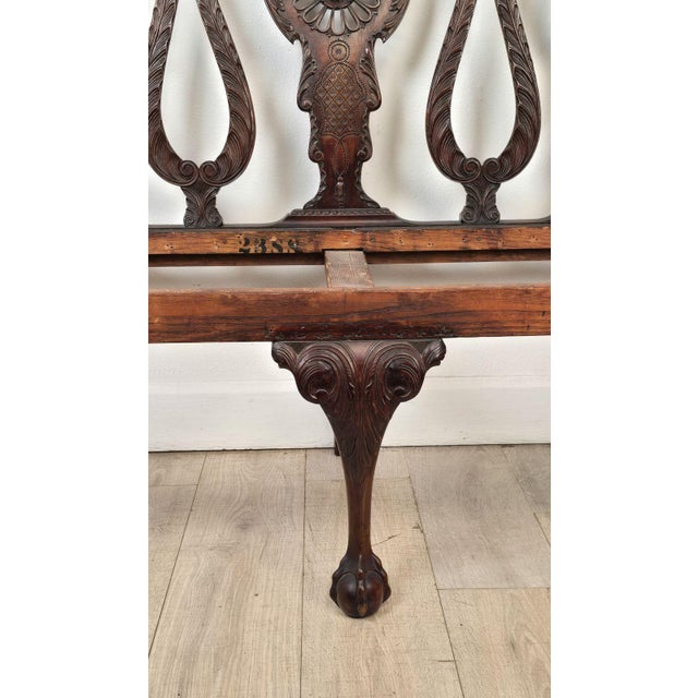 19th Century English or Irish Mahogany Chippendale Settee For Sale - Image 4 of 11