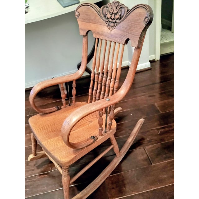 Victorian Antique Child's Oak Rocker For Sale - Image 3 of 16