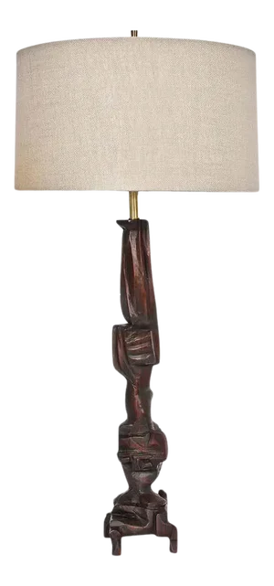 1969 Tall Smokey Tunis Hand Carved Poplar Table Lamp