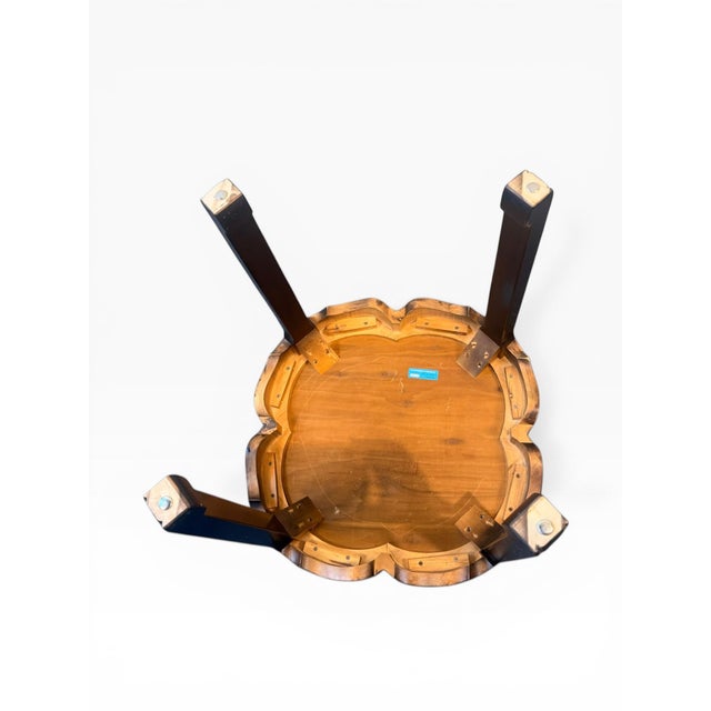 1980s Pair of Drexel Heritage Chinoiserie Clover Form Side Tables With Etched Tops For Sale In Boston - Image 6 of 15