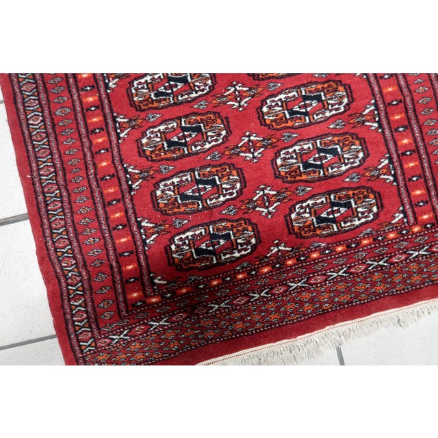 Textile 1960s, Handmade Vintage Uzbek Bukhara Rug 2.8' X 4.1' For Sale - Image 7 of 10