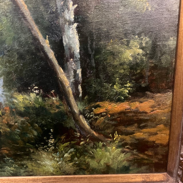 1980s European School Oil on Canvas Signed Framed Landscape Painting Impressionist Style For Sale - Image 9 of 12