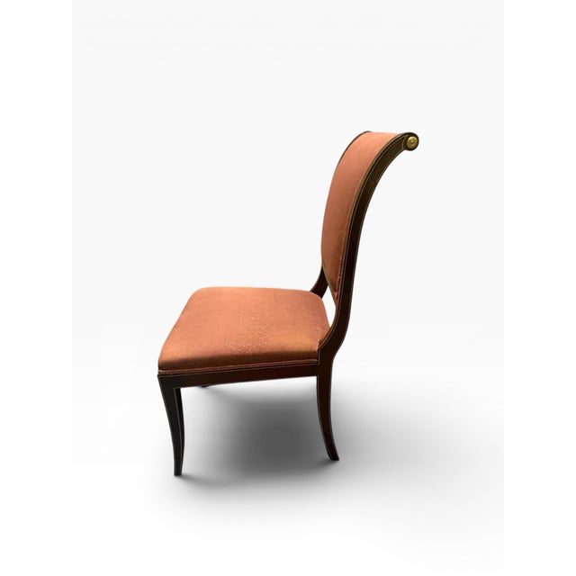 Kindel Mahogany Sleigh Back Side Chair With Hand-Painted Gold Accents For Sale - Image 10 of 12