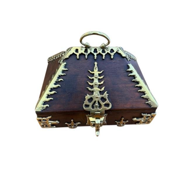 18th Century Brass Mounted and Lacquered “Marriage” Dowry Box. Exquisite Indian craftsmanship made of teak with decorative...