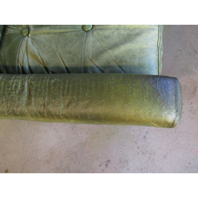 Light Green Vintage Danish Lounge Chair in Distressed Leather by Svend Skipper Circa 1970 For Sale - Image 8 of 14