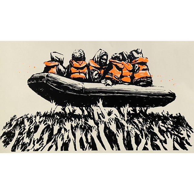 Street Art Banksy Migrant Boat Poster From Banksy Area Terminal 1 Glastonbury 2025 For Sale - Image 3 of 9
