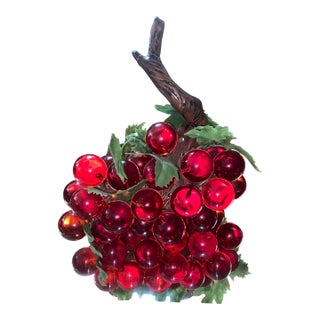 Vintage Mid-Century Modern Cherry Red Lucite Grape Cluster Centerpiece For Sale