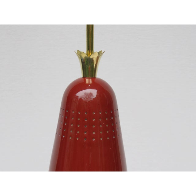 Italian Pendant Light in Lacquered Aluminum and Brass, 1950s For Sale - Image 4 of 12