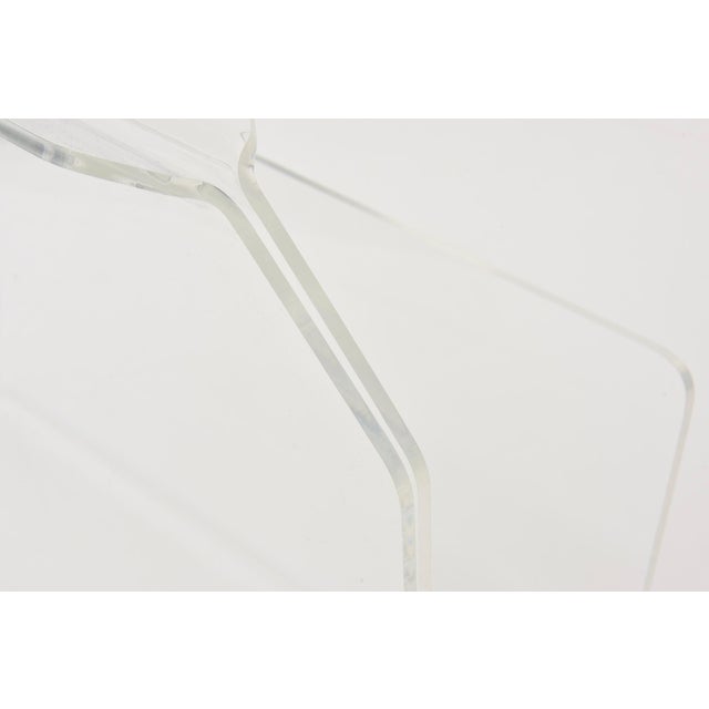 Transparent Vintage 1970's Two Compartments Lucite Magazine Stand or Rack Modern Design For Sale - Image 8 of 11