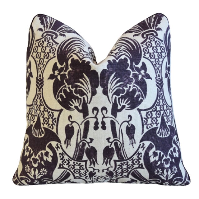 Pintura Studios Lavender Botanical Silk Linen Floral Feather/Down Pillow 17" Square For Sale - Image 9 of 10