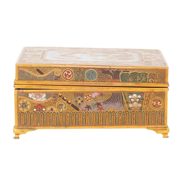 A finely executed Japanese cloisonné enamel box dating to the Meiji period, executed entirely with gilt wire cloisons. The...